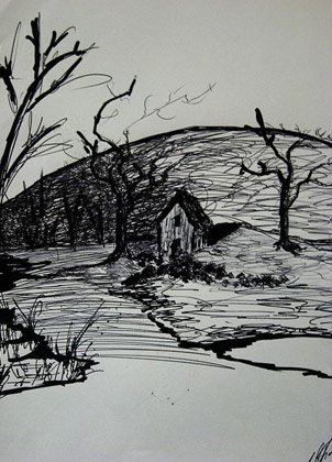 Alone (sharpie on paper)