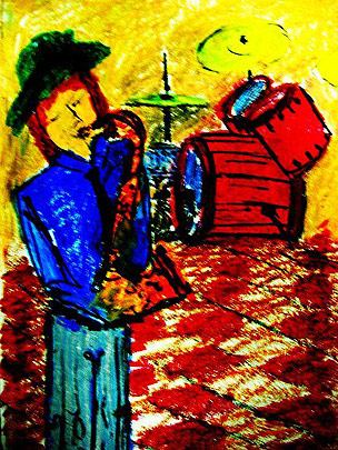Jazzman (oil on paper)